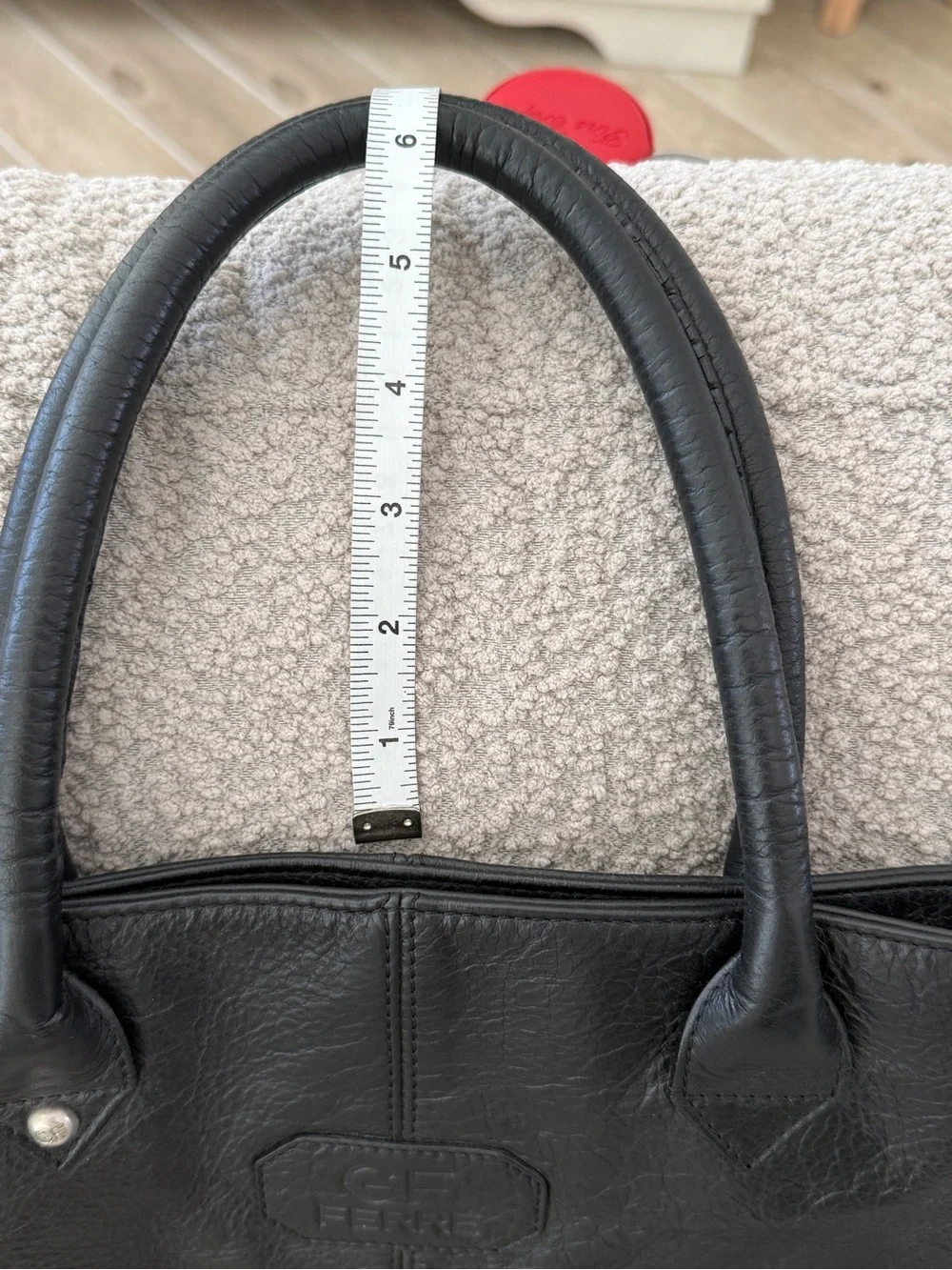 GF Ferre Leather Black Unisex Tote Bag Purse